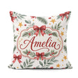 Custom Name Watercolor Red Gold Star Leaf Berry Holiday Seamless Square Filled Cushion Throw Pillow Sofa Bed Home Decor Zip Washable UK Made