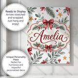 Personalised Name Watercolor Red Bow Gold Custom  Unique Gift Idea Elegant Feature Canvas Wall Art Print Decor Picture Ready to Hang