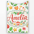 Festive Christmas Holly Star Ornament Heart Seamless Pattern Lovely  Personalised Custom Name Super Soft Fleece Blanket Bed Sofa Throw