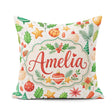Custom Name Festive Christmas Holly Star Ornament Heart Seamless Square Filled Cushion Throw Pillow Sofa Bed Home Decor Zip Washable UK Made