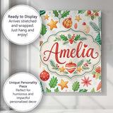 Personalised Name Festive Christmas Holly Custom  Unique Gift Idea Elegant Feature Canvas Wall Art Print Decor Picture Ready to Hang