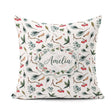 Custom Name Watercolor Winter Branch Pine Berry Natural Seamless Square Filled Cushion Throw Pillow Sofa Bed Home Decor Zip Washable UK Made