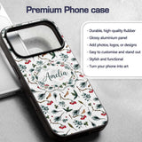 Watercolor Winter Branch Pine Leaf Berry Natural Custom Name Protective Phone Case Mobile Cover Durable Everyday Smartphone Shock Resistant