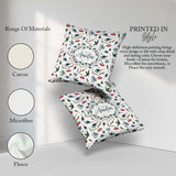 Custom Name Watercolor Winter Branch Pine Berry Natural Seamless Square Filled Cushion Throw Pillow Sofa Bed Home Decor Zip Washable UK Made