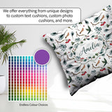 Custom Name Watercolor Winter Branch Pine Berry Natural Seamless Square Filled Cushion Throw Pillow Sofa Bed Home Decor Zip Washable UK Made