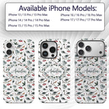 Watercolor Winter Branch Pine Leaf Berry Natural Custom Name Protective Phone Case Mobile Cover Durable Everyday Smartphone Shock Resistant
