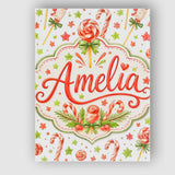 Personalised Name Cute Candy Cane Lollipop Custom  Unique Gift Idea Elegant Feature Canvas Wall Art Print Decor Picture Ready to Hang