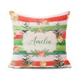 Custom Name Watercolor Christmas Tree Gift Box Stripe Background Square Filled Cushion Throw Pillow Sofa Bed Home Decor Zip Washable UK Made
