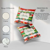 Custom Name Watercolor Christmas Tree Gift Box Stripe Background Square Filled Cushion Throw Pillow Sofa Bed Home Decor Zip Washable UK Made
