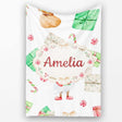 Cute Christmas Gnome Present Candy Cane Holiday Seamless Pattern  Personalised Custom Name Super Soft Fleece Blanket Bed Sofa Throw