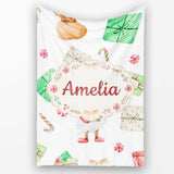 Cute Christmas Gnome Present Candy Cane Holiday Seamless Pattern  Personalised Custom Name Super Soft Fleece Blanket Bed Sofa Throw