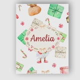 Personalised Name Cute Christmas Gnome Custom  Modern Room Accent Elegant Feature Canvas Wall Art Print Decor Picture Ready to Hang