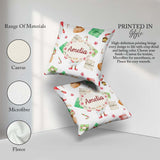 Custom Name Christmas Gnome Present Candy Cane Holiday Seamless Square Filled Cushion Throw Pillow Sofa Bed Home Decor Zip Washable UK Made
