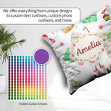 Custom Name Christmas Gnome Present Candy Cane Holiday Seamless Square Filled Cushion Throw Pillow Sofa Bed Home Decor Zip Washable UK Made
