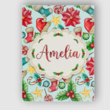 Personalised Name Cute Christmas Poinsettia Custom  Bespoke Interior Contemporary Canvas Wall Art Print Decor Picture Ready to Hang