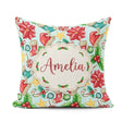 Custom Name Poinsettia Holly Candy Cane Festive Seamless Pattern Square Filled Cushion Throw Pillow Sofa Bed Home Decor Zip Washable UK Made