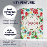 Personalised Name Cute Christmas Poinsettia Custom  Bespoke Interior Contemporary Canvas Wall Art Print Decor Picture Ready to Hang