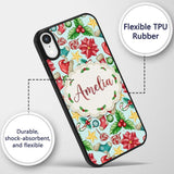 Cute Christmas Poinsettia Holly Printed Design Custom Name Protective Phone Case Mobile Cover Durable Everyday Smartphone Shock Resistant