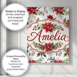 Personalised Name Elegant Poinsettia Flower Custom  Bespoke Interior Contemporary Canvas Wall Art Print Decor Picture Ready to Hang