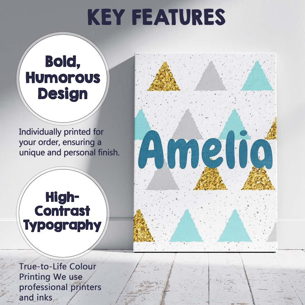 Personalised Name Modern Christmas Tree Custom  Unique Gift Idea Elegant Feature Canvas Wall Art Print Decor Picture Ready to Hang