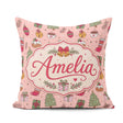 Custom Name Cute Christmas Tree Cupcake Ornament Pink Seamless Square Filled Cushion Throw Pillow Sofa Bed Home Decor Zip Washable UK Made