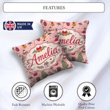 Custom Name Cute Christmas Tree Cupcake Ornament Pink Seamless Square Filled Cushion Throw Pillow Sofa Bed Home Decor Zip Washable UK Made