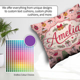 Custom Name Cute Christmas Tree Cupcake Ornament Pink Seamless Square Filled Cushion Throw Pillow Sofa Bed Home Decor Zip Washable UK Made