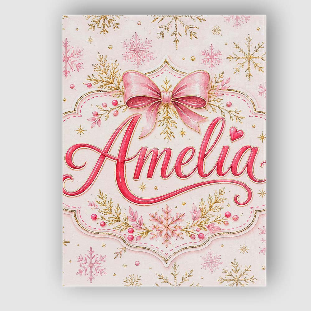 Personalised Name Elegant Gold Snowflake Custom  Interior Decorative Contemporary Canvas Wall Art Print Decor Picture Ready to Hang