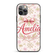 Elegant Gold Snowflake Pink Winter Printed Design Custom Name Protective Phone Case Mobile Cover Durable Everyday Smartphone Shock Resistant