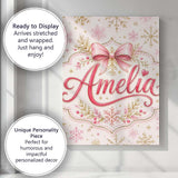 Personalised Name Elegant Gold Snowflake Custom  Interior Decorative Contemporary Canvas Wall Art Print Decor Picture Ready to Hang