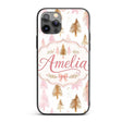 Elegant Pink and Gold Christmas Tree Watercolor Custom Name Protective Phone Case Mobile Cover Durable Everyday Smartphone Shock Resistant