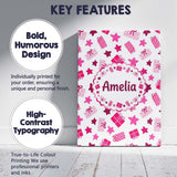 Personalised Name Cute Pink Gift Box Star Custom  Bespoke Decorative Contemporary Canvas Wall Art Print Decor Picture Ready to Hang