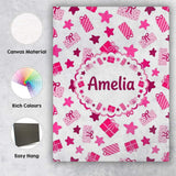 Personalised Name Cute Pink Gift Box Star Custom  Bespoke Decorative Contemporary Canvas Wall Art Print Decor Picture Ready to Hang