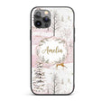 Winter Wonderland Deer Snowy Forest Pink Seamless Custom Name Protective Phone Case Mobile Cover Durable Everyday Smartphone Shock Resistant