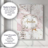 Personalised Name Winter Wonderland Deer Custom  Unique Gift Idea Elegant Feature Canvas Wall Art Print Decor Picture Ready to Hang