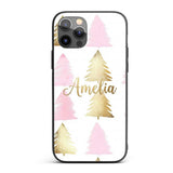 Minimal Pink and Gold Christmas Printed Design Custom Name Protective Phone Case Mobile Cover Durable Everyday Smartphone Shock Resistant