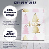 Personalised Name Minimal Pink and Gold Custom  Modern Room Accent Elegant Feature Canvas Wall Art Print Decor Picture Ready to Hang