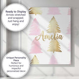 Personalised Name Minimal Pink and Gold Custom  Modern Room Accent Elegant Feature Canvas Wall Art Print Decor Picture Ready to Hang