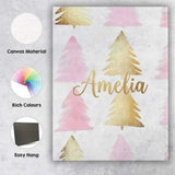 Personalised Name Minimal Pink and Gold Custom  Modern Room Accent Elegant Feature Canvas Wall Art Print Decor Picture Ready to Hang