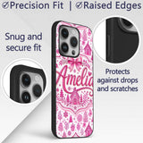 Cute Pink Christmas Icon Doodle Holiday Seamless Custom Name Protective Phone Case Mobile Cover Durable Everyday Smartphone Shock Resistant