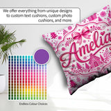 Custom Name Pink Christmas Icon Doodle Holiday Seamless Pattern Square Filled Cushion Throw Pillow Sofa Bed Home Decor Zip Washable UK Made