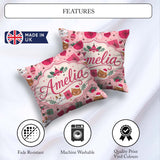 Custom Name Cats Gifts and Baubles Pink Festive Seamless Pattern Square Filled Cushion Throw Pillow Sofa Bed Home Decor Zip Washable UK Made