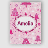 Personalised Name Pink Christmas Tree Custom Modern Room Accent Creative Decorator Style Canvas Wall Art Print Decor Picture Ready to Hang