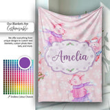 Cute Winter Pig Ice Skating Snowflake Seamless Pattern Lovely  Personalised Custom Name Super Soft Fleece Blanket Bed Sofa Throw