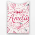 Elegant Pink Watercolor Christmas Baubles Seamless Pattern Lovely  Personalised Custom Name Super Soft Fleece Blanket Bed Sofa Throw