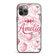 Elegant Pink Watercolor Christmas Printed Design Custom Name Protective Phone Case Mobile Cover Durable Everyday Smartphone Shock Resistant