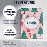 Personalised Name Festive Green Christmas Custom  Unique Gift Idea Elegant Feature Canvas Wall Art Print Decor Picture Ready to Hang