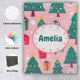 Personalised Name Festive Green Christmas Custom  Unique Gift Idea Elegant Feature Canvas Wall Art Print Decor Picture Ready to Hang