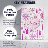 Personalised Name Pink Snowflake Candle Custom  Modern Room Accent Elegant Feature Canvas Wall Art Print Decor Picture Ready to Hang