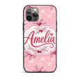 Winter Pine Branch Red Berry Snowy Pink Seamless Custom Name Protective Phone Case Mobile Cover Durable Everyday Smartphone Shock Resistant